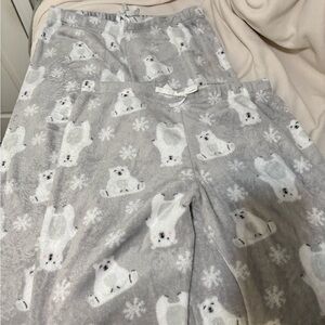 Kids Polar Bear Fleece Pajama Pants - Gray